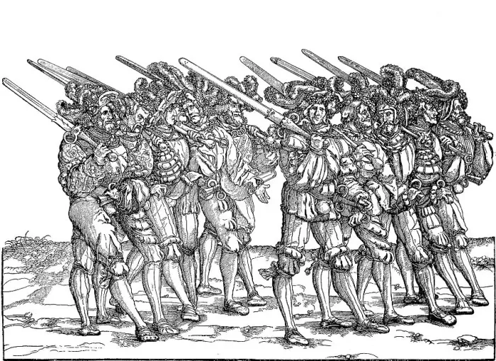 Framed Print : Foot soldiers armed with two-handed swords and daggers Framed Print : Foot soldiers armed with two-handed swords and daggers