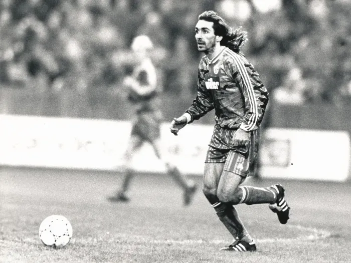 Framed Print : Football, Bundesliga, player Jiri Nemec of Schalke 04, Nemec was a multiple national player of the CSFR, 1995, Germany, Europe