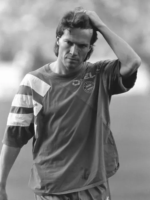 Framed Print : Football, Bundesliga, player Lothar Matthaeus, FC Bayern Munich in August 1993, Germany, Europe