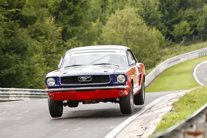Framed Print : Ford Mustang jumping at a jump hill Framed Print : Ford Mustang jumping at a jump hill