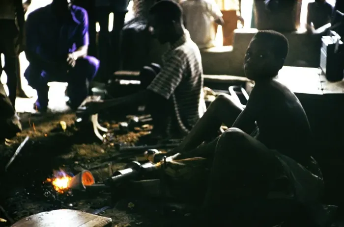 Framed Print : Forge in the village of Roten, Northern Province, Sierra Leone, Africa 1978, Africa
