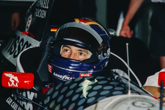 Framed Print : Formula 1 driver, Heinz-Harald Frentzen sits in the cockpit, German Grand Prix, Hockenheim, 28 July 1991 Framed Print : Formula 1 driver, Heinz-Harald Frentzen sits in the cockpit, German Grand Prix, Hockenheim, 28 July 1991