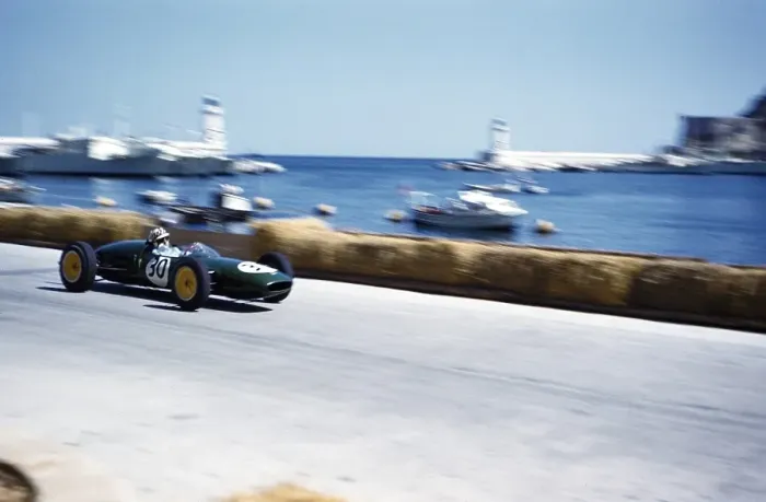 Framed Print : Formula 1 Monaco Grand Prix 1961 Innes Ireland in the Lotus Climax after the chicane