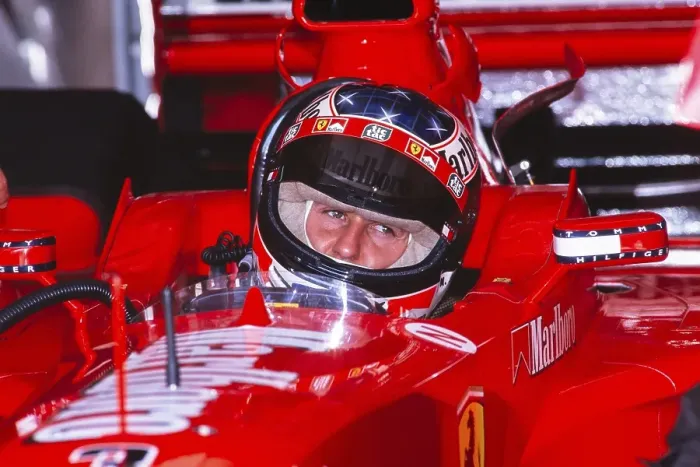 Framed Print : Formula 1 world champion Michael Schumacher sits in the cockpit of his Ferrari F399, German GP at the Hockenheimring, 1 August 1999 Framed Print : Formula 1 world champion Michael Schumacher sits in the cockpit of his Ferrari F399, German GP at the Hockenheimring, 1 August 1999