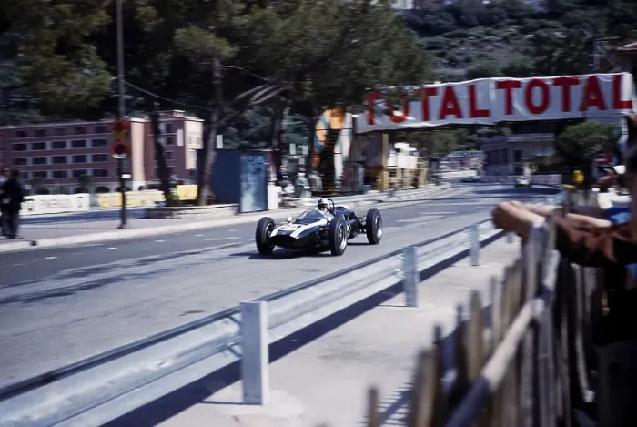 Framed Print : Formula One race at the 1961 Monaco Grand Prix, Jack Brabham in the Cooper Climax racing car, passing the pits Framed Print : Formula One race at the 1961 Monaco Grand Prix, Jack Brabham in the Cooper Climax racing car, passing the pits