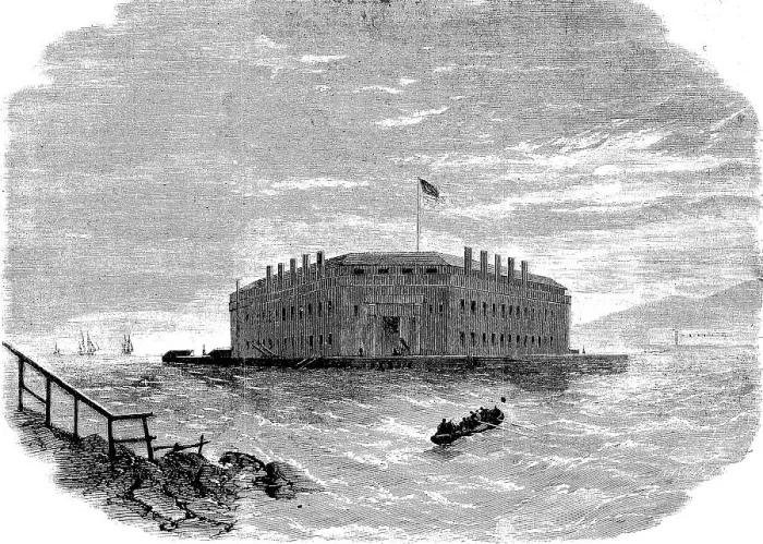 Framed Print : Fort Lafayette coastal fortification built on the edge of Brooklyn