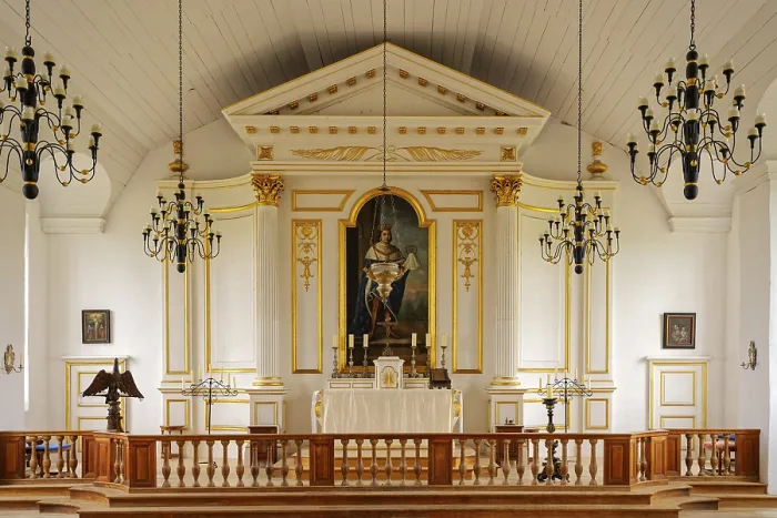 Framed Print : Fortress Louisburg Interior Altar Chapel Sydney Canada