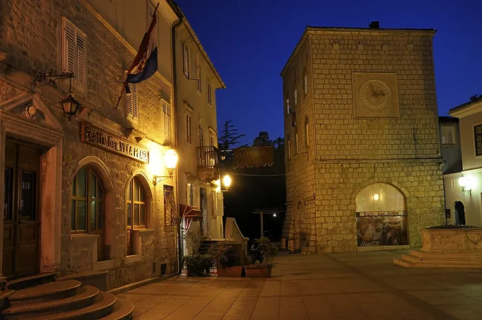 Framed Print : Forum Square at night in the town of Krk Framed Print : Forum Square at night in the town of Krk
