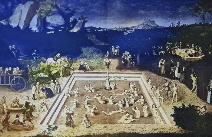 Framed Print : Fountain of youth, after a painting by Lukas Cranach