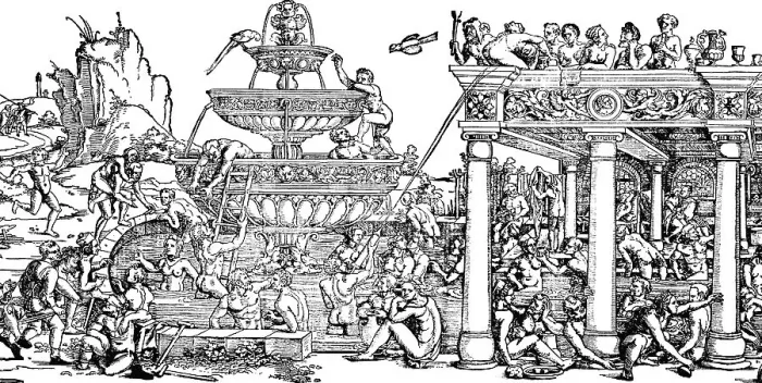 Framed Print : The Fountain of Youth, woodcut by HS Beham