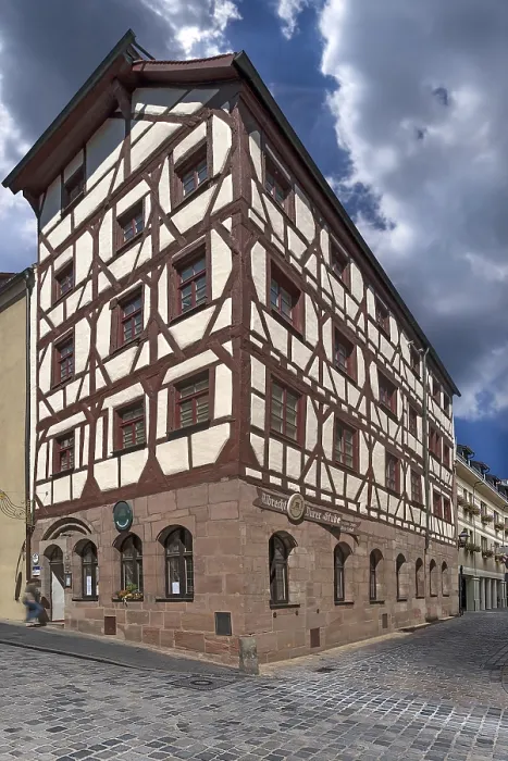 Framed Print : Four-storey half-timbered house 1437