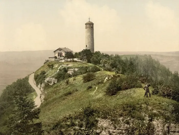 Framed Print : Fox tower of the ruin Kirchberg near Jena in Thuringia
