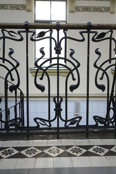 Framed Print : A fragment of the architectural design of the interior in the Art Nouveau style of the Vitebsk station