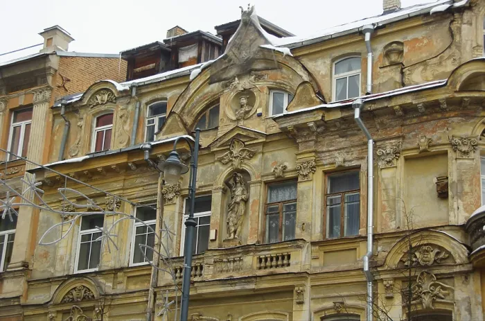 Framed Print : Fragment of the facade of an eclectic-style apartment building in the city center Framed Print : Fragment of the facade of an eclectic-style apartment building in the city center