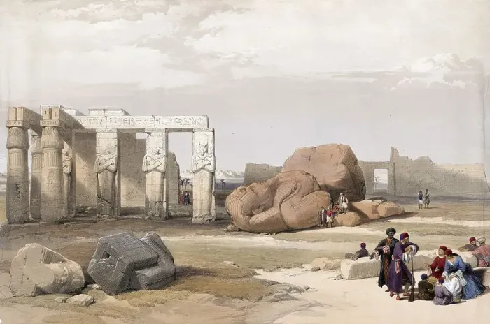 Framed Print : Fragment of the Great Colossi at the Memnonium