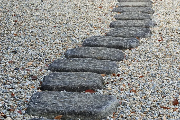 Framed Print : Fragment of Japanese stone way in zen-garden