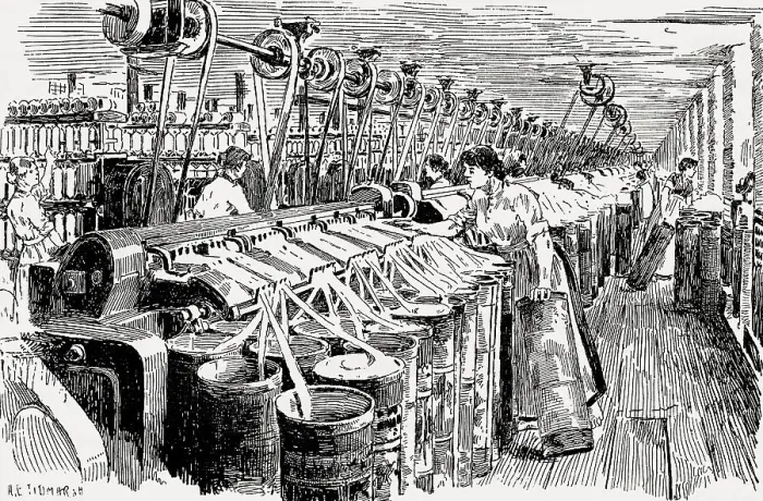 Framed Print : Frame room, cotton industry, Manchester