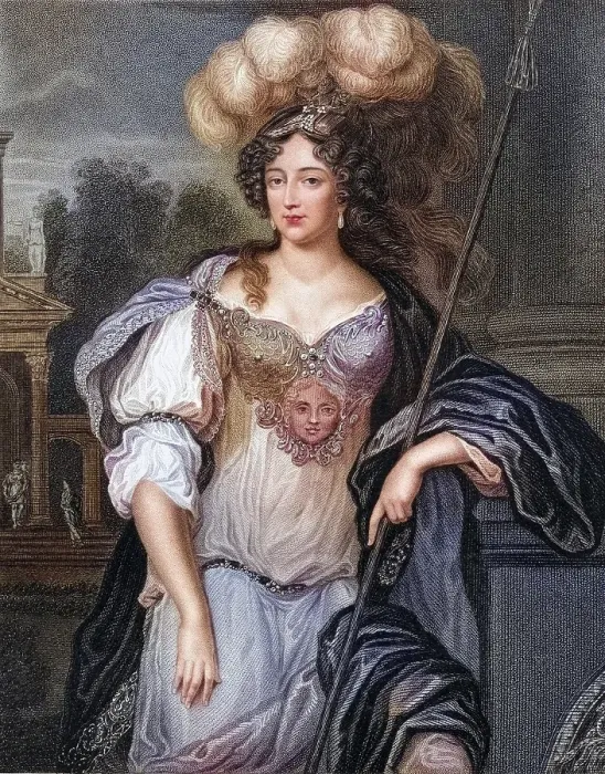 Framed Print : Frances Teresa Stuart Duchess of Richmond and Lennox, nicknamed La Belle Stuart, also spelled Stewart, 1647-1702, A favourite mistress of Charles II, From the book Lodge's British Portraits published in London 1823, Historic
