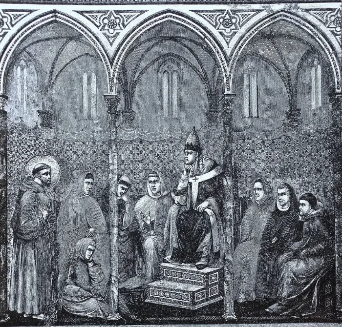 Framed Print : Francis of Assisi preaching to Pope Honorius III