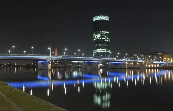 Framed Print : Frankfurt skyline at night, HDR / DRI shot Framed Print : Frankfurt skyline at night, HDR / DRI shot