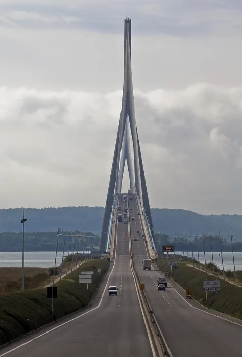 Framed Print : Frankr Pont de Normandie, cable-stayed bridge over the Seine estuary built 1988-94 main span 856m total length 2141m Framed Print : Frankr Pont de Normandie, cable-stayed bridge over the Seine estuary built 1988-94 main span 856m total length 2141m