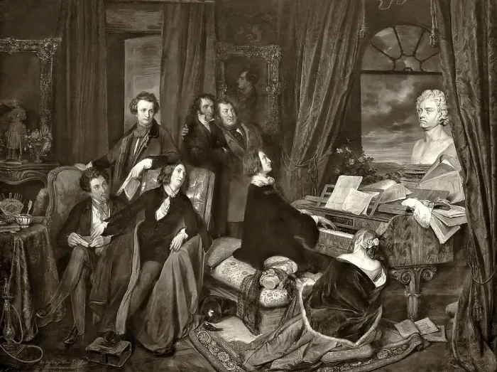 Framed Print : Franz Liszt at the Piano, by Josef Danhauser