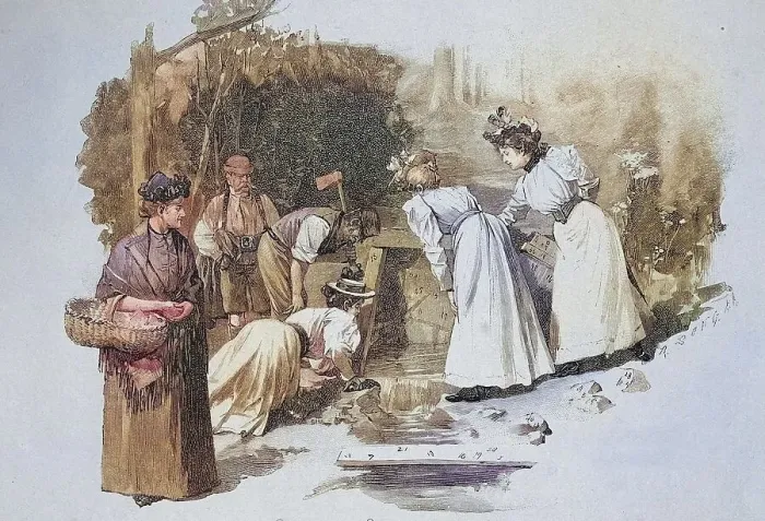 Framed Print : Frauen am Jungfernbruennlein, Jungfrauenbrunnen