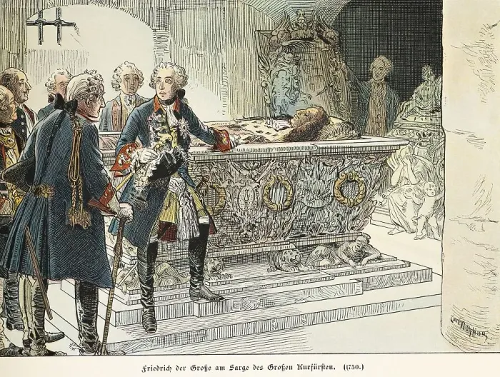 Framed Print : Frederick the Great at the coffin of the Great Elector 1750 Framed Print : Frederick the Great at the coffin of the Great Elector 1750