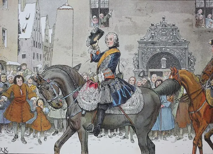 Framed Print : Frederick the Great, Frederick II 1712-1786 Arrival in Breslau on 3 January 1741 Framed Print : Frederick the Great, Frederick II 1712-1786 Arrival in Breslau on 3 January 1741