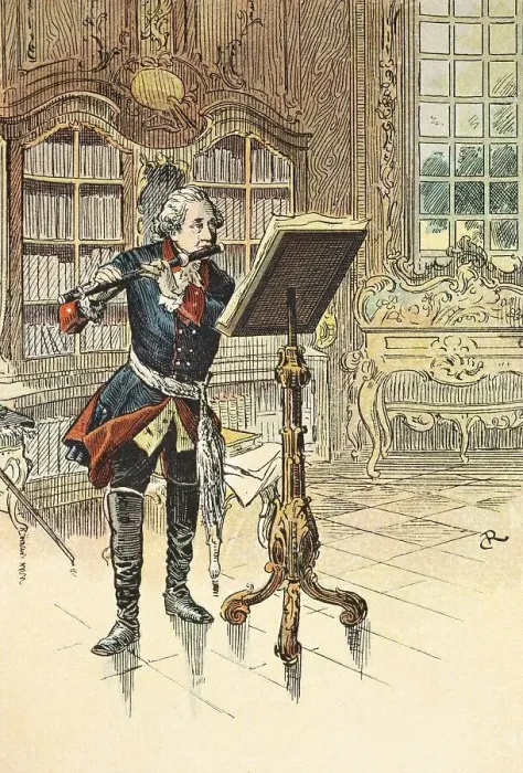 Framed Print : Frederick II the Great playing the flute