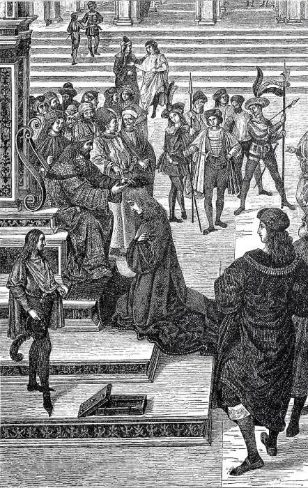 Framed Print : Frederick III. gives Aeneas Silvius Piccolomini