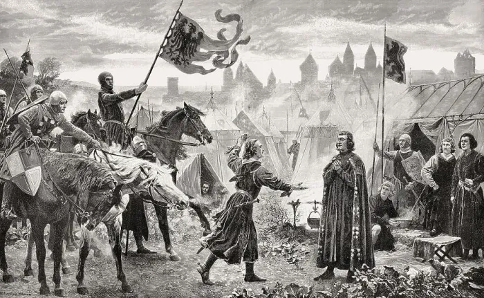Framed Print : Frederick III. of Nuremberg informs Rudolf von Habsburg about his election to king of the Romans Framed Print : Frederick III. of Nuremberg informs Rudolf von Habsburg about his election to king of the Romans