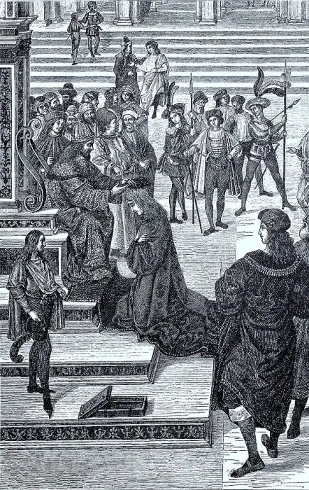 Framed Print : Frederick III presents the wreath of poetry to Aeneas Silvius Piccolomini Framed Print : Frederick III presents the wreath of poetry to Aeneas Silvius Piccolomini