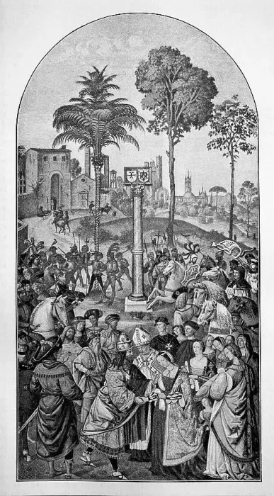 Framed Print : Frederick III receives his bride Eleanor of Portugal in Siena Framed Print : Frederick III receives his bride Eleanor of Portugal in Siena