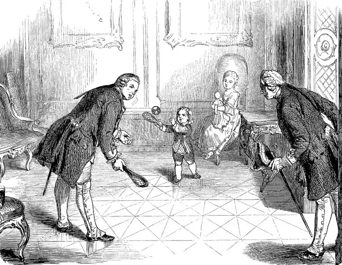 Framed Print : Frederick William I playing ball with his children