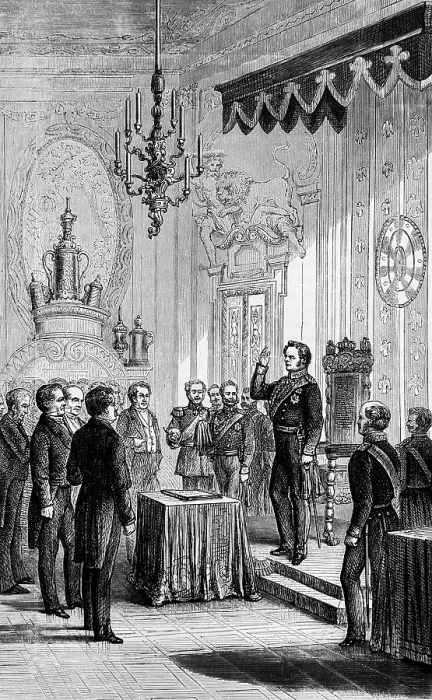 Framed Print : Frederick William IV takes the oath on the constitution Framed Print : Frederick William IV takes the oath on the constitution