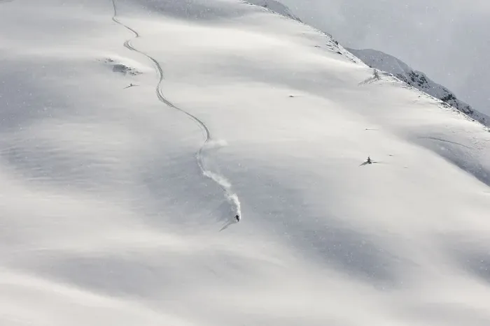 Framed Print : Freestyle skier in terrain covered in deep snow