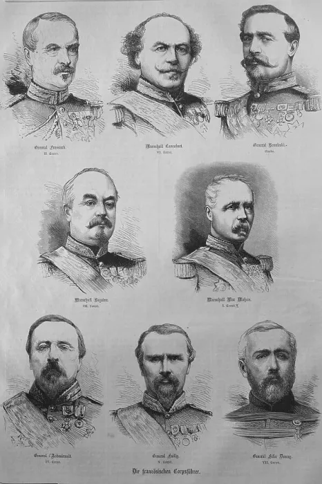 Framed Print : French corps leaders of 1870, historic illustration