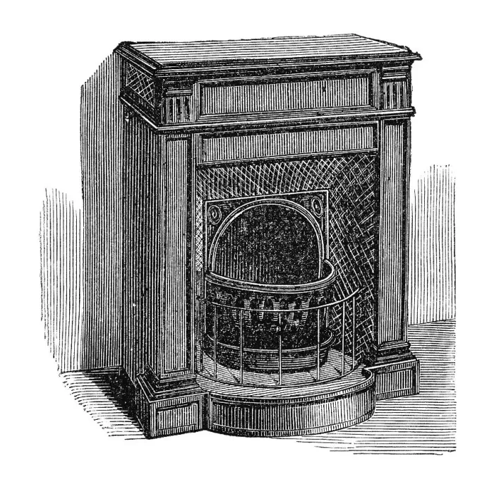 Framed Print : French fireplace, historical illustration from: Marie Adenfeller