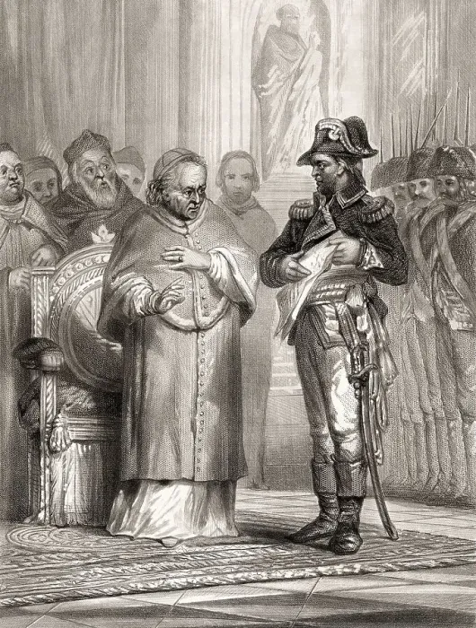Framed Print : French General Radet taking Pope Pius VII as prisoner in 1809
