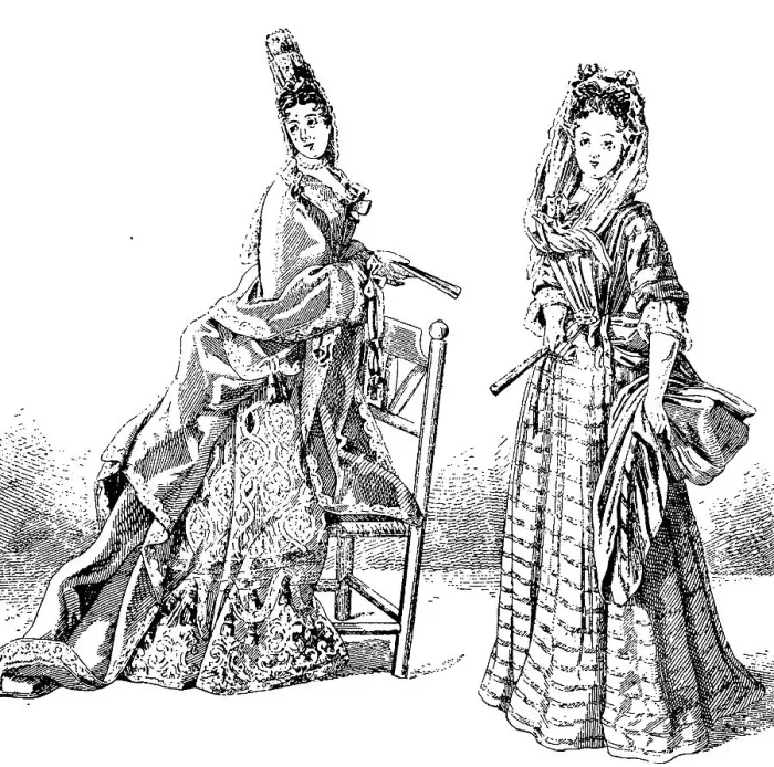 Framed Print : French ladies of rank, the first with fontange and robe Framed Print : French ladies of rank, the first with fontange and robe
