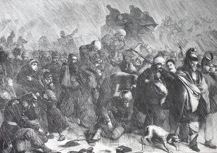 Framed Print : Part of the French Loire Army in retreat after the Battle of Orleans