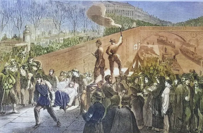 Framed Print : French wounded at the Quai de la Medisserie in Paris