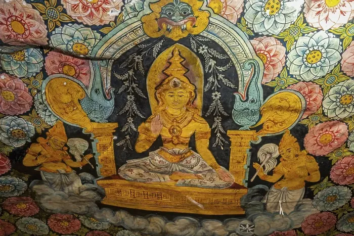 Framed Print : Fresco with Buddhist theme, interior Framed Print : Fresco with Buddhist theme, interior