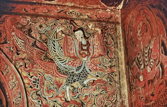 Framed Print : Fresco of a Burmese lady as an imaginary figure in a temple in Bagan Framed Print : Fresco of a Burmese lady as an imaginary figure in a temple in Bagan