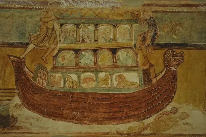 Framed Print : Fresco, Noah's Ark, in the Abbey Church of Saint Savin Framed Print : Fresco, Noah's Ark, in the Abbey Church of Saint Savin