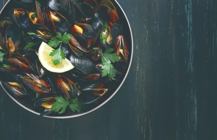 Framed Print : Fresh, Boiled mussels, Black Sea