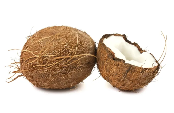 Framed Print : Fresh full and half of coconut isolated on white background Framed Print : Fresh full and half of coconut isolated on white background