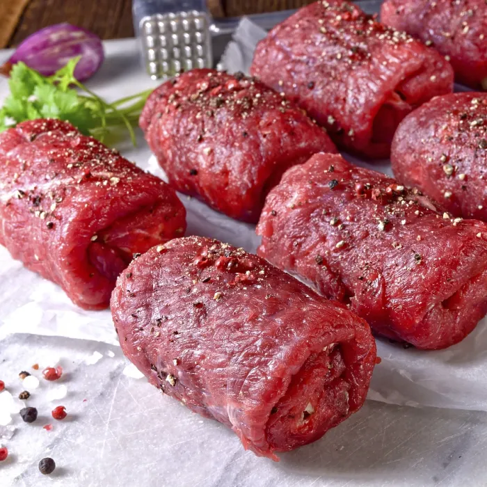 Framed Print : Fresh raw beef roulades Framed Print : Fresh raw beef roulades