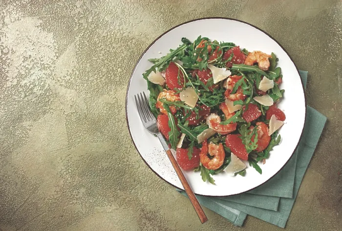 Framed Print : Fresh shrimp salad with arugula Framed Print : Fresh shrimp salad with arugula